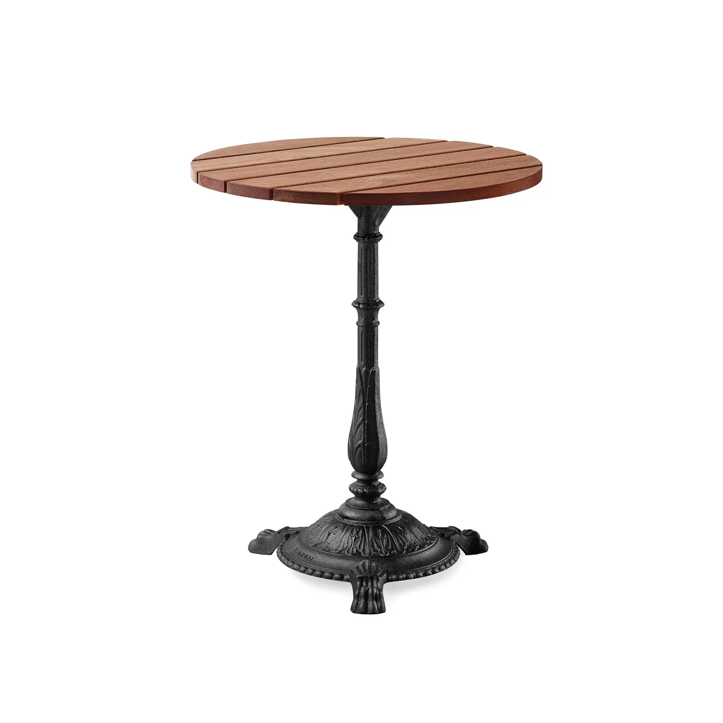 Byarums Bruk - Bord Classic Café Ø60cm 3-tass – Oljad Mahogny/Svartlackerad Aluminium - Matbord utomhus - Svart - Metall/Trä