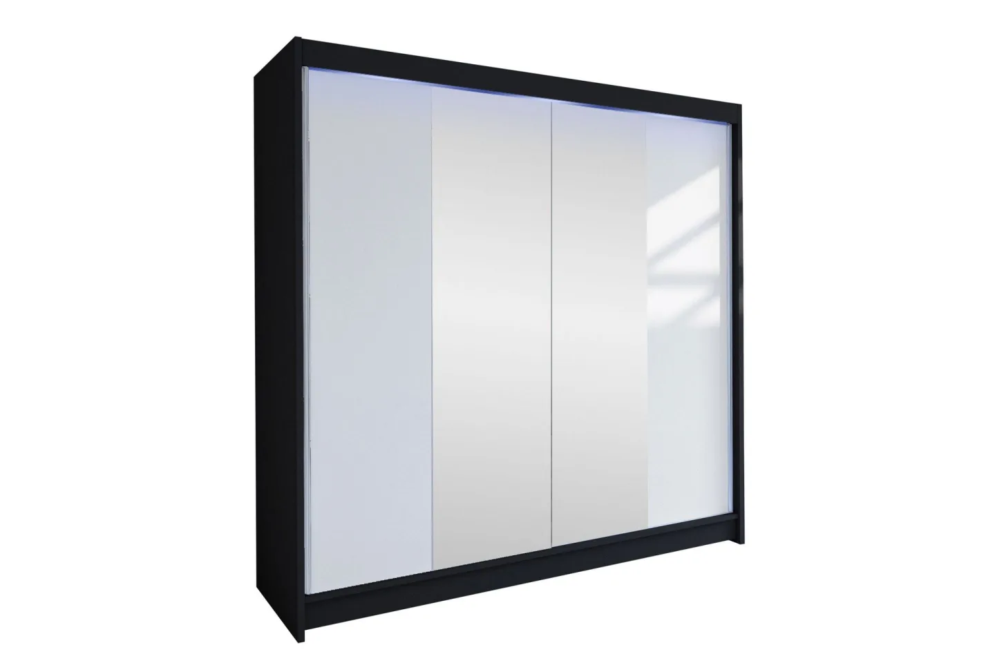 Canderbury Garderob m. Spegel 180x215 cm - Svart/Vit