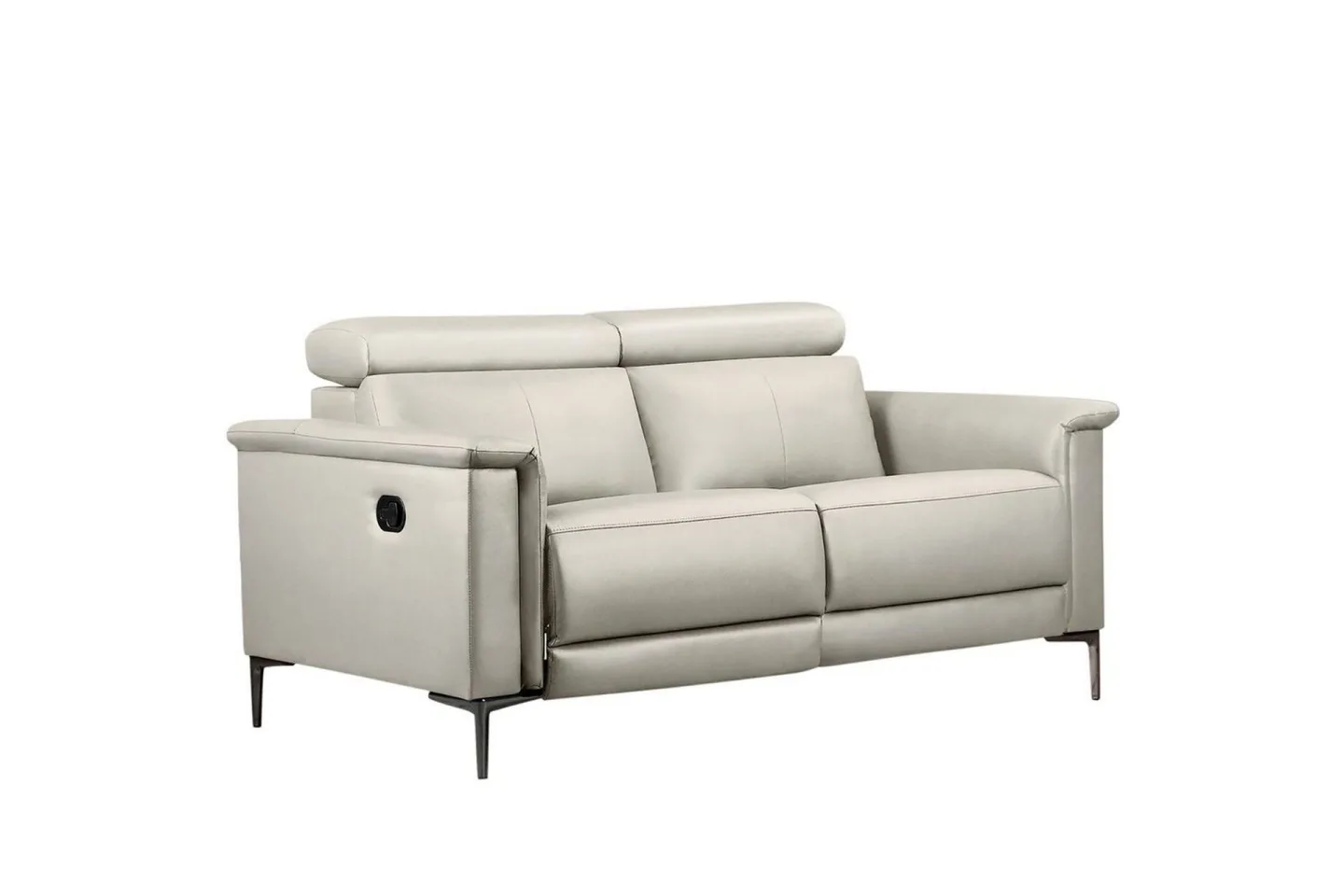 Reclinersoffa utan hörn Loft24 2-sitssoffa Lund Kräm, Läder/PU, Manuell vilstol Cream White -