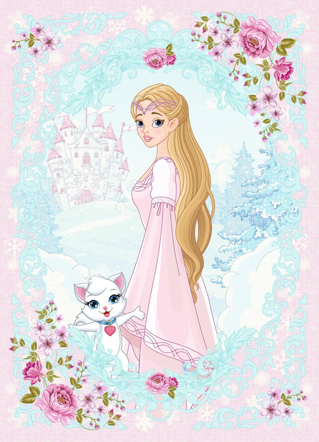 Barneteppe - Fairytale (rosa/multi) (Størrelse: 120 x 170 cm)