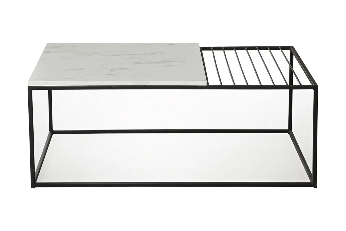 Falan Soffbord 95 cm Marmormönster Ribbor - Vit/Svart