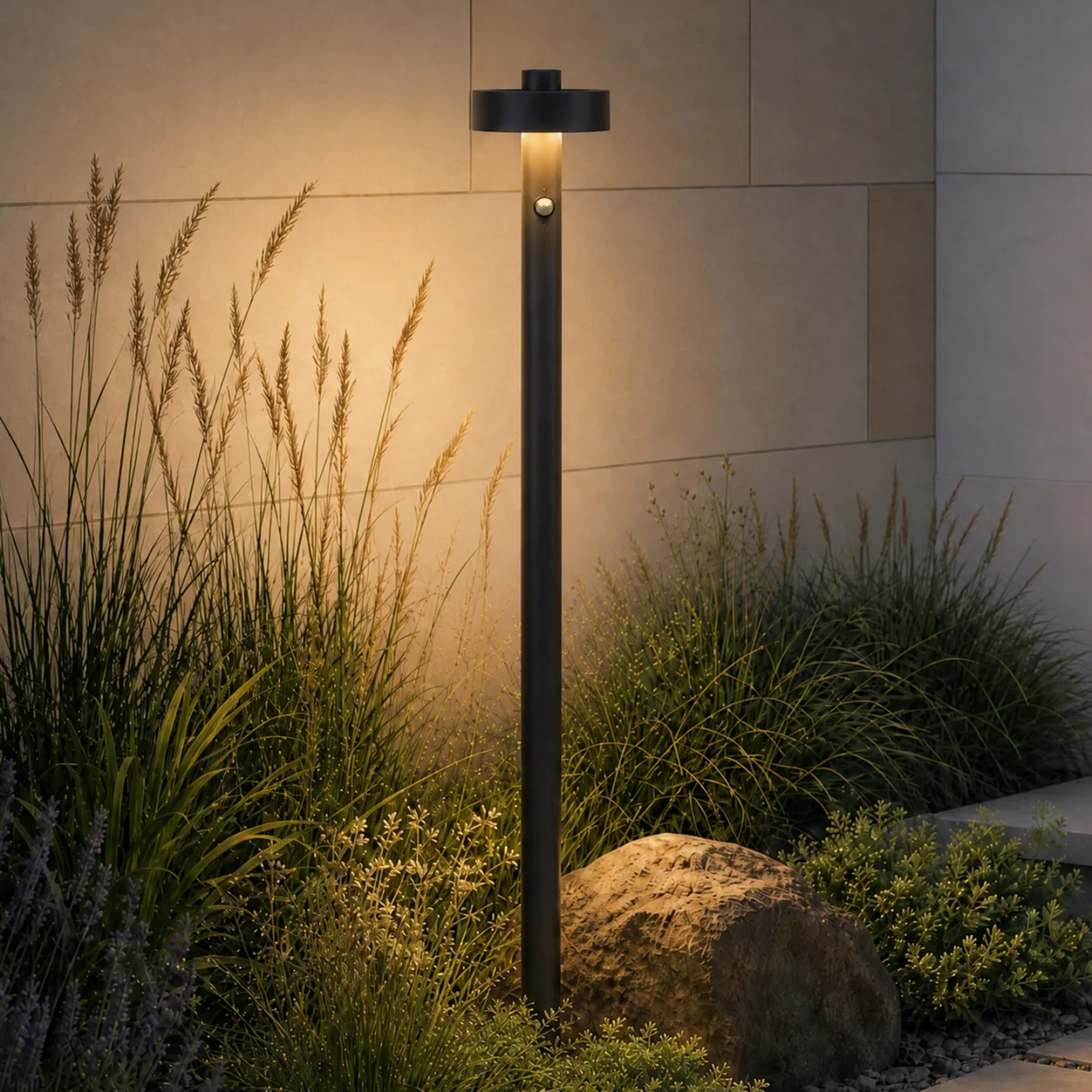 LED-gatelampe Nirella, sensor, 100 cm, svart, metall, IP65, CCT – Lucande - Moderne - Med en lyskilde