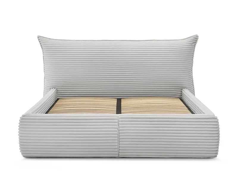 Kastenbett BOBOCHIC JADE 160x200cm cord-stoff hellgrau