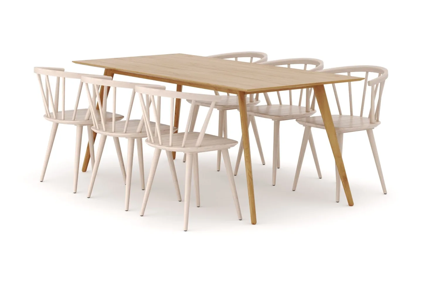 Tyrö Matgrupp med 6 st Tyrö Karmstolar - Oak/Whitewash