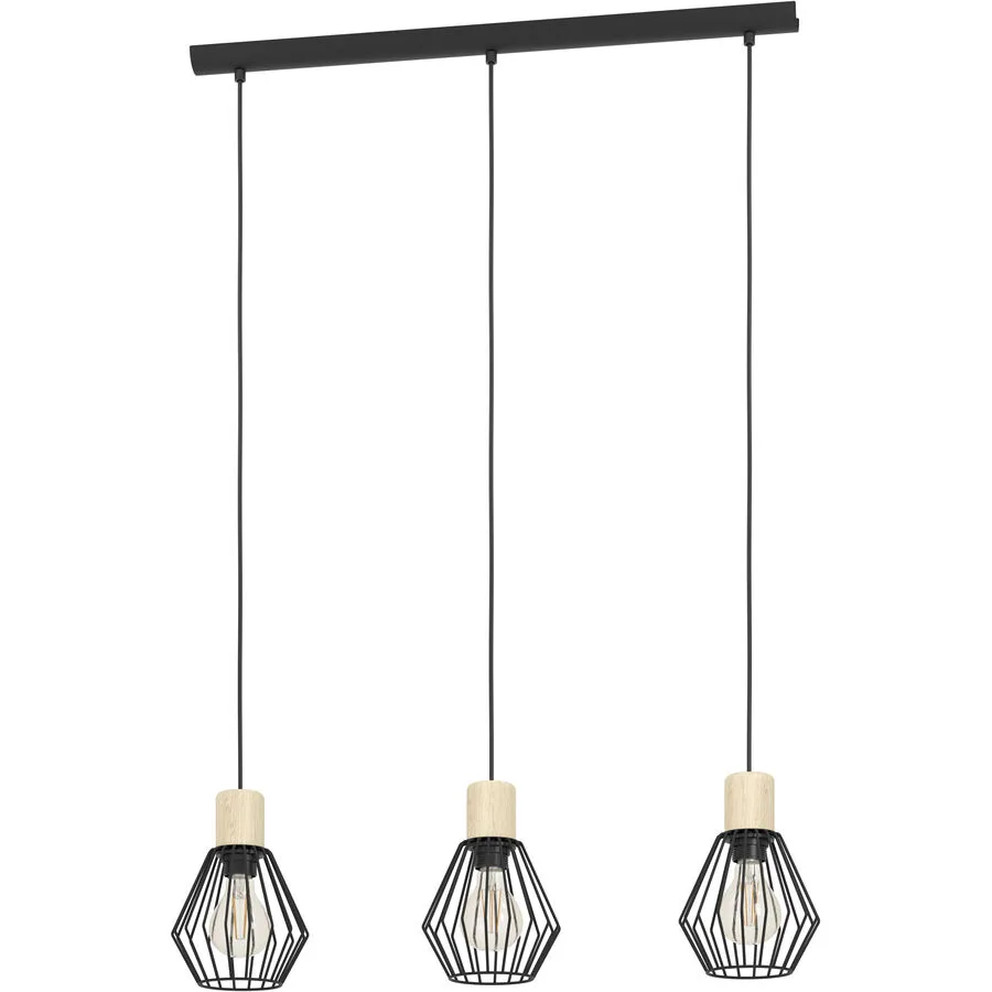 Eglo Pendellampe Palmorla Braun/Schwarz Stahl/Holz 16 cm 110 cm - Material: Holz/Stahl