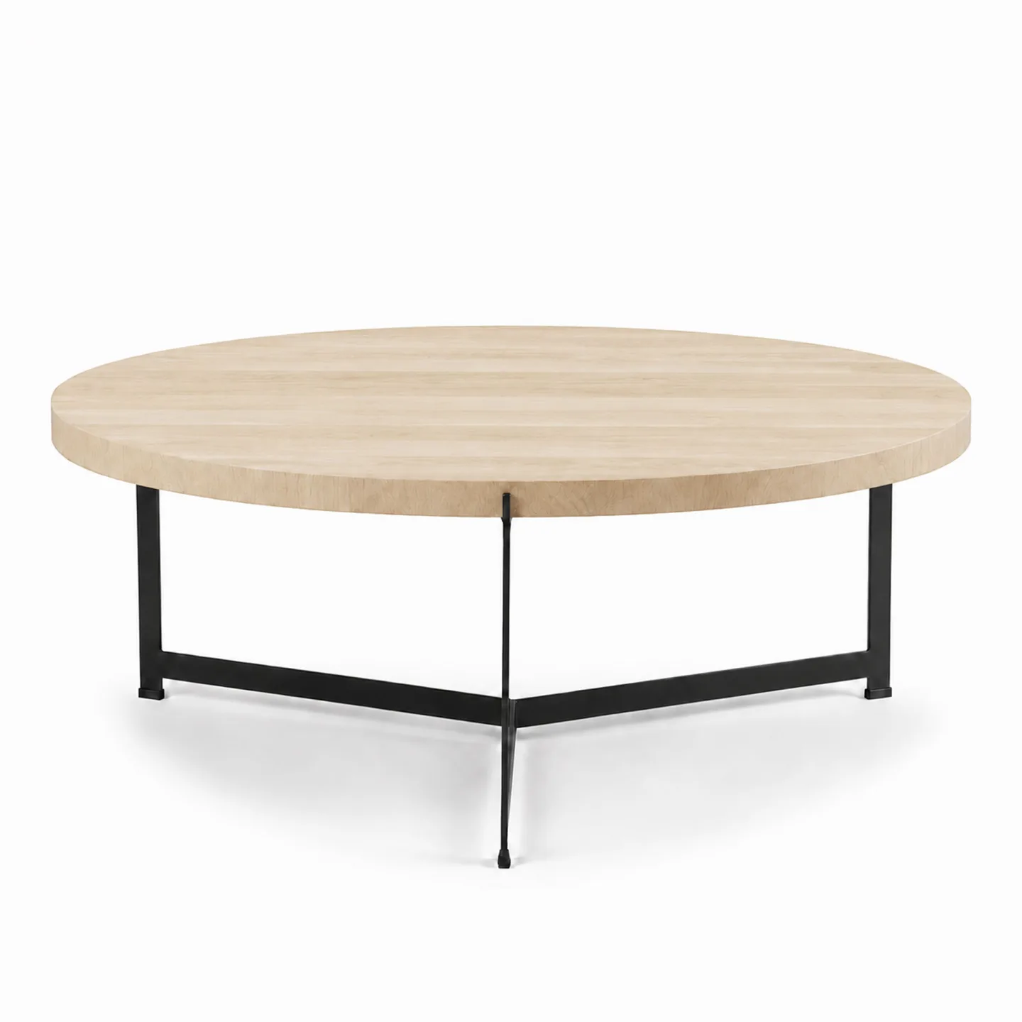 Dk3 - Plateau Coffee Table - Ø 80 cm - Höjd 45 cm, Skiva i Vitoljad ek, Underrede i Svart pulverlackerat stål - Soffbord - Søren Rose Studio - Träfärgad - Metall/Trä