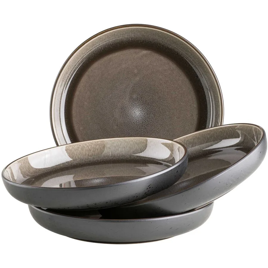 MÄSER Suppenteller-Set Niara Schwarz/Grau Steinzeug