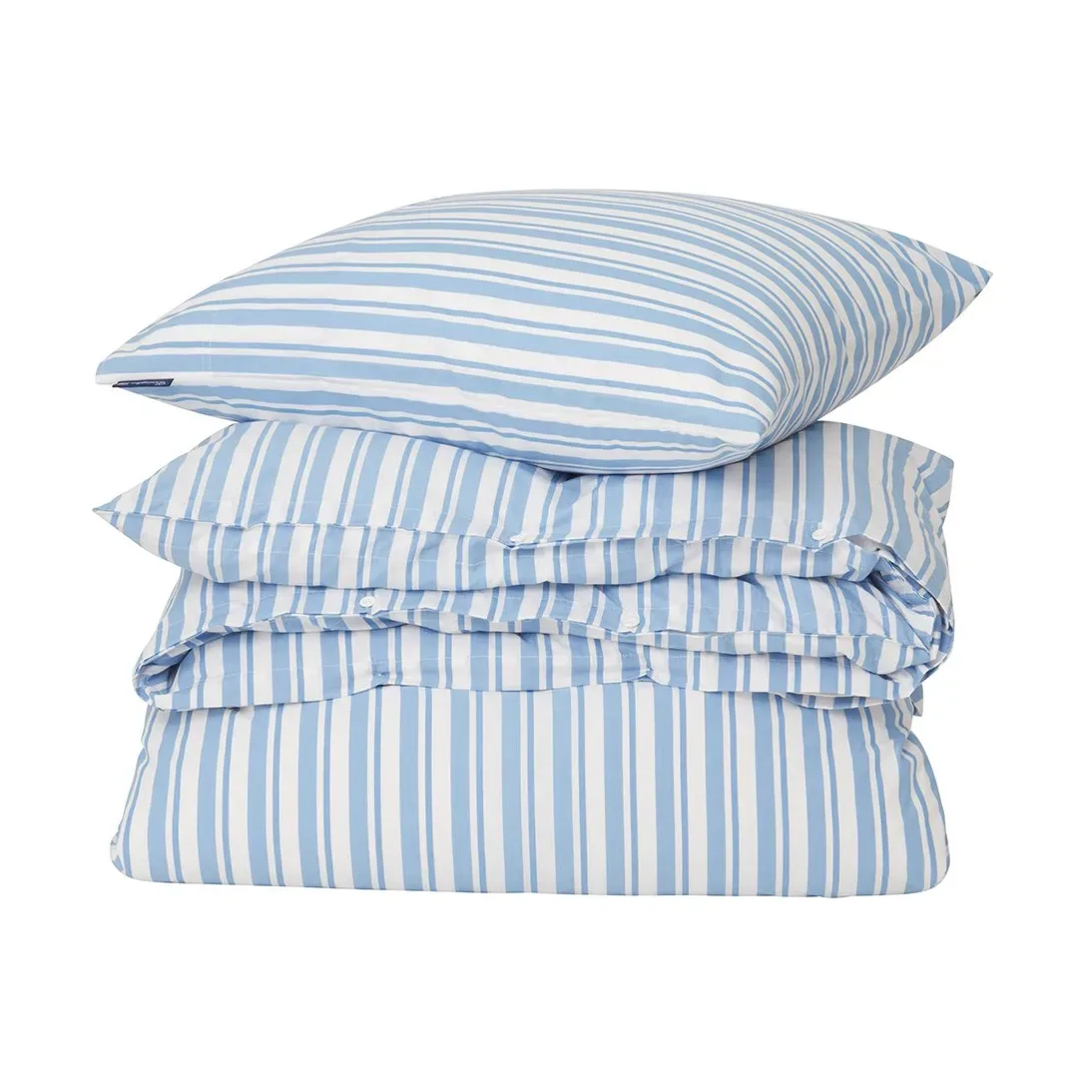 Lexington Striped Cotton Poplin bäddset White-Blue, 2 örngott