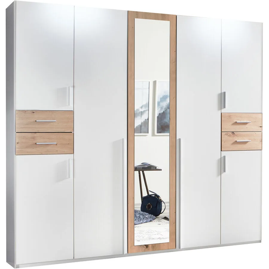 Kleiderschrank Vasquez weiss/Eiche Nachbildung Holzwerkstoff B 225 cm