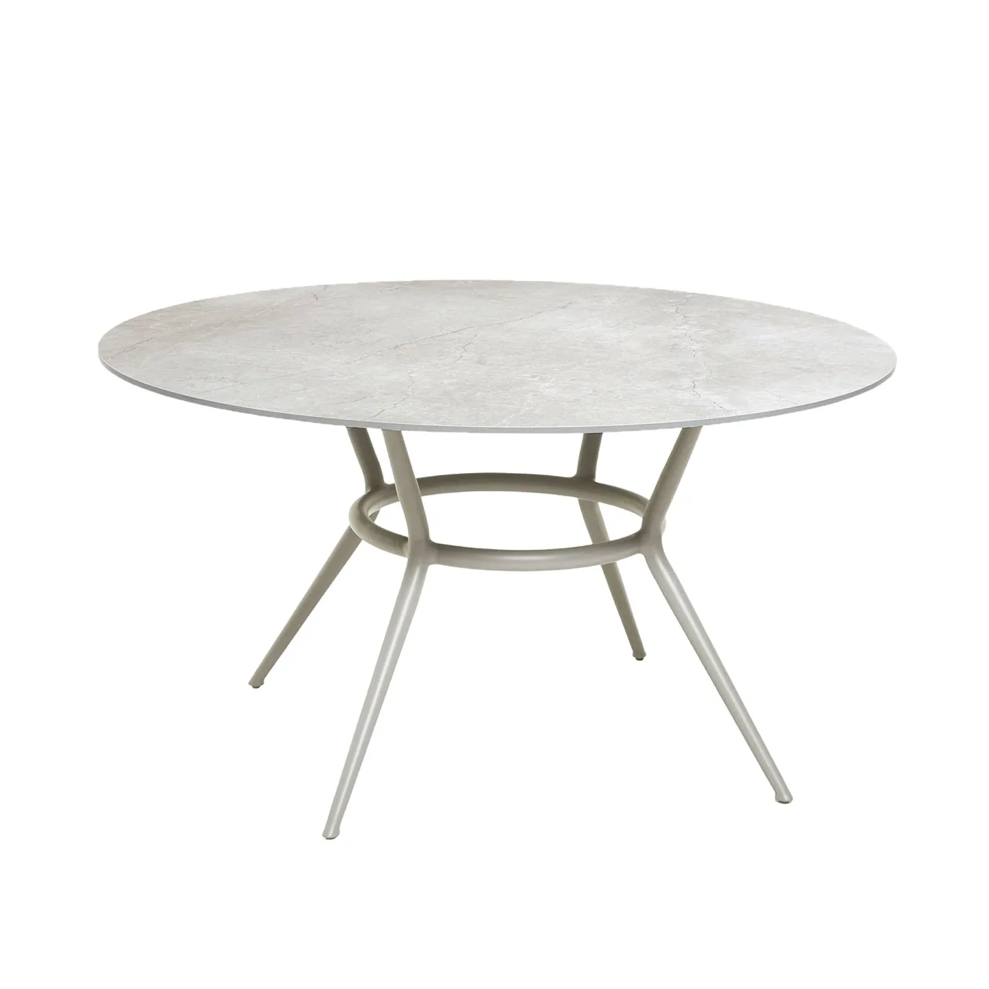 Cane-Line - Joy Round Table 144, Fossil Ceramic Grey - Matbord utomhus - Cane-line Design Team - Beige - Naturmaterial/Metall