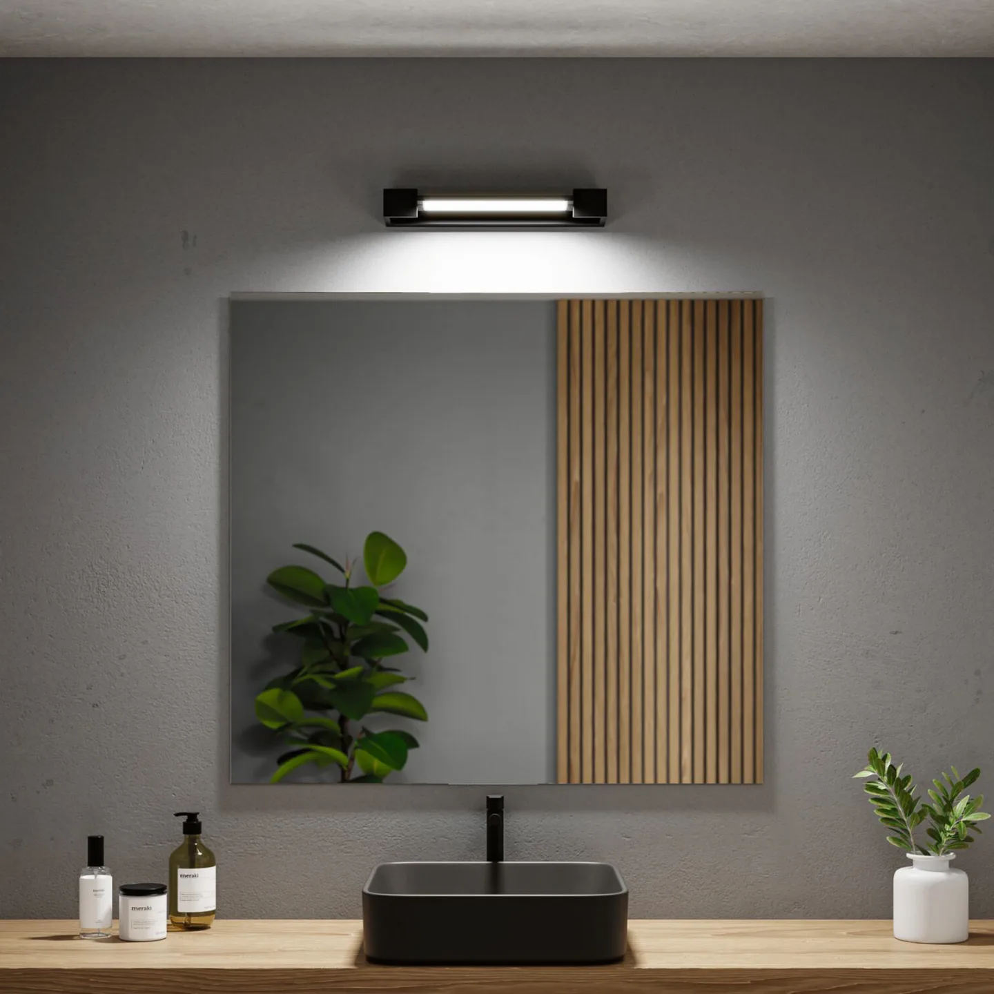 LED-Wandlampe Lucille schwarz 40 cm dimmbar IP44 - Paulmann - Badezimmer - Modern - Metall - Eckig