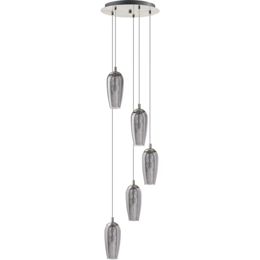 Eglo Pendellampe Farsala Grau Stahl 150 cm - Farbe: klar - Material: Stahl/ Glas - LED - Lichtfarbe: Warmweiss