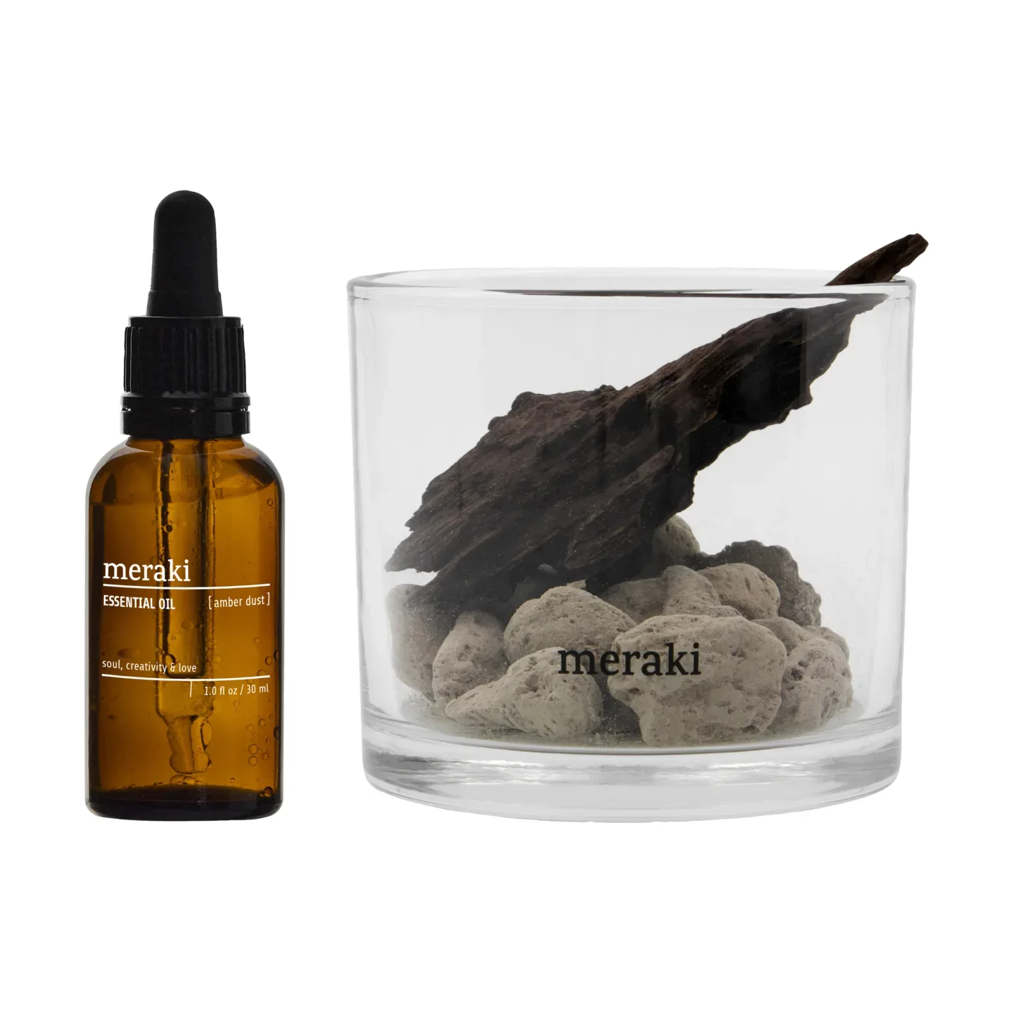 Meraki Meraki doftspridare lavasten och trä inkl. olja Amber dust, svart