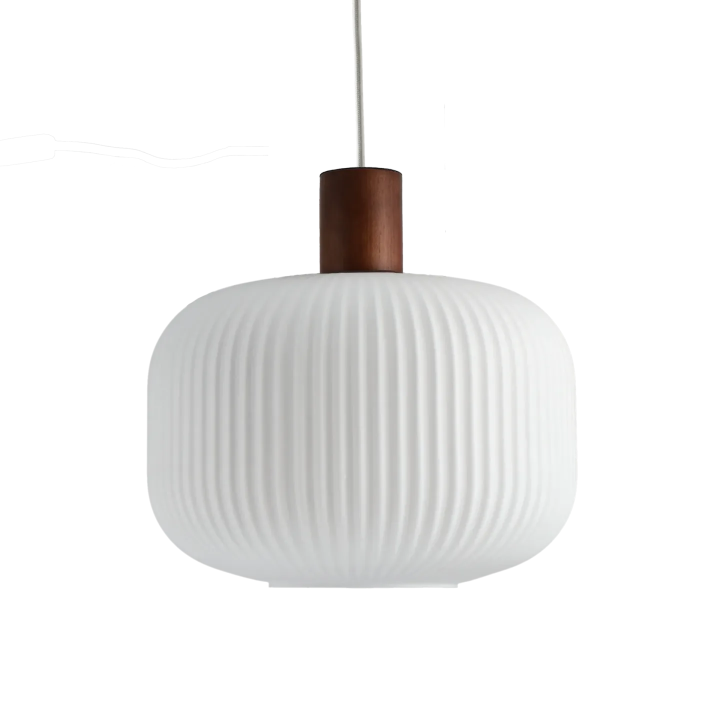 Scandi Living Fair Pendelleuchte Ø30cm Milchglas-Esche dunkel gebeizt