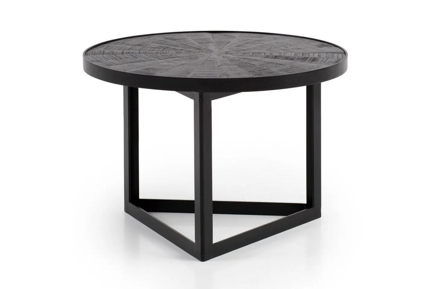Soffbord Wohnling Runt massivt trä med stenfinish modern metallram -