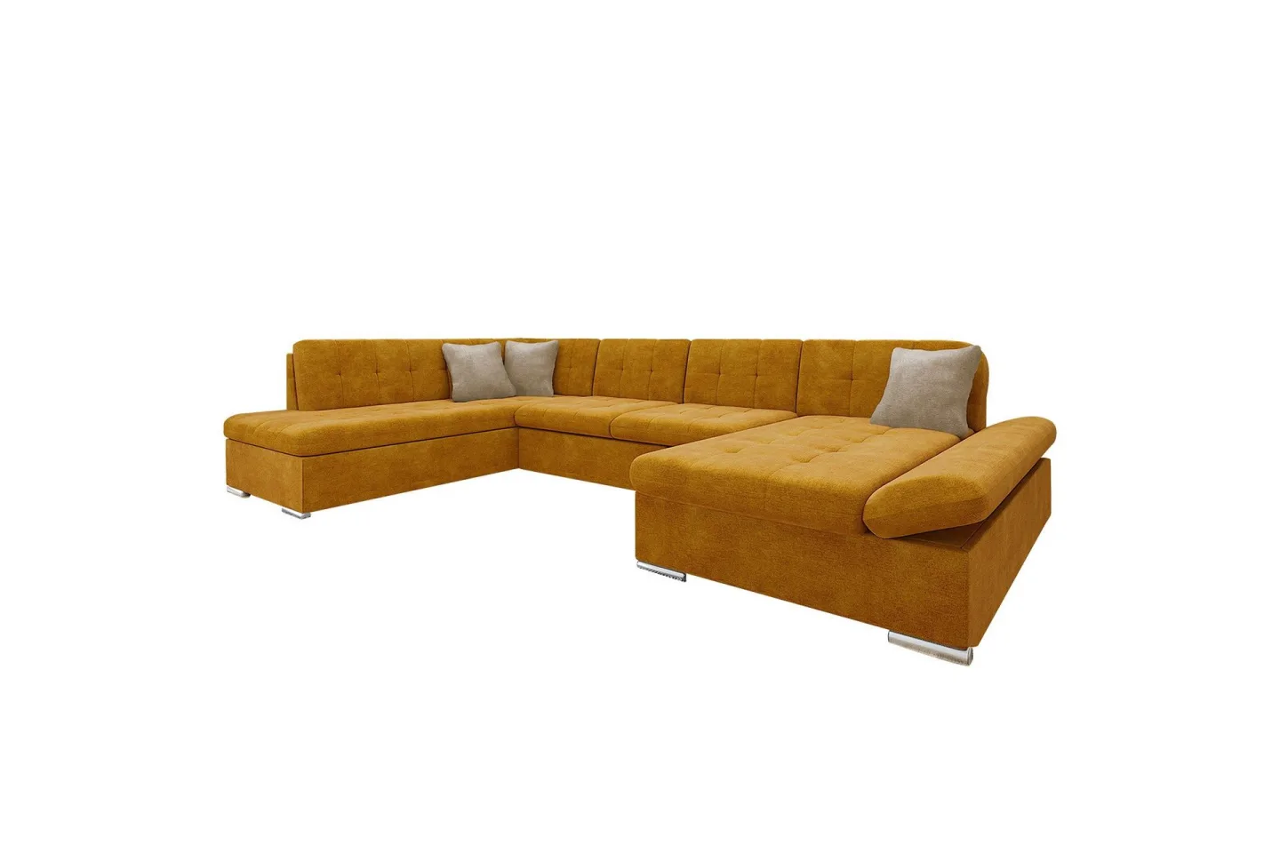 Zumar Soffa med Divan och Schäslong 4-sits - Gul/Beige