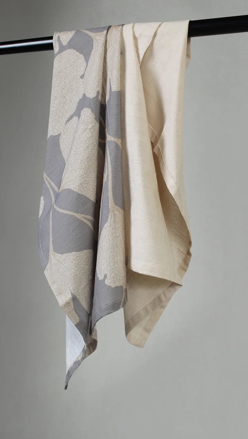 Kjøkkenhåndkle 2-pak - Abril (grå/beige) (Størrelse: 50 x 70 cm)