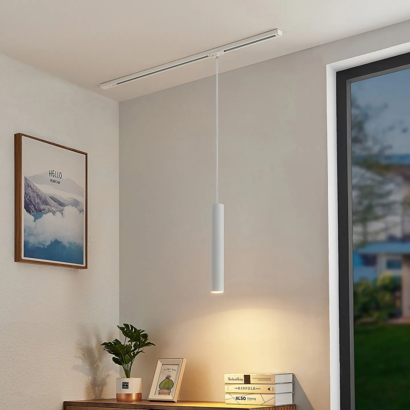 Linaro Track Pendelleuchte H40 Weiß - Lindby - Wohnzimmer - Modern - Metall - Einflammig