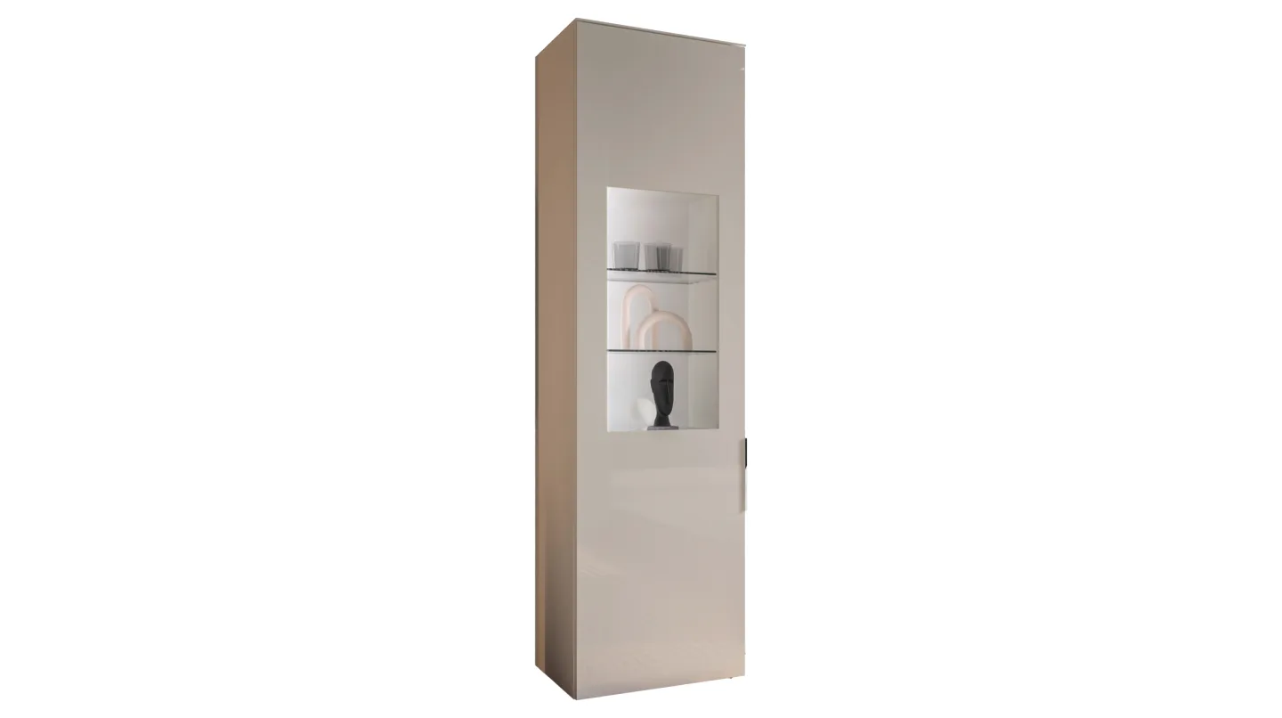Vitrine mit Beleuchtung Beige-Kaschmir Glasfront - 64 cm - SANTORIN