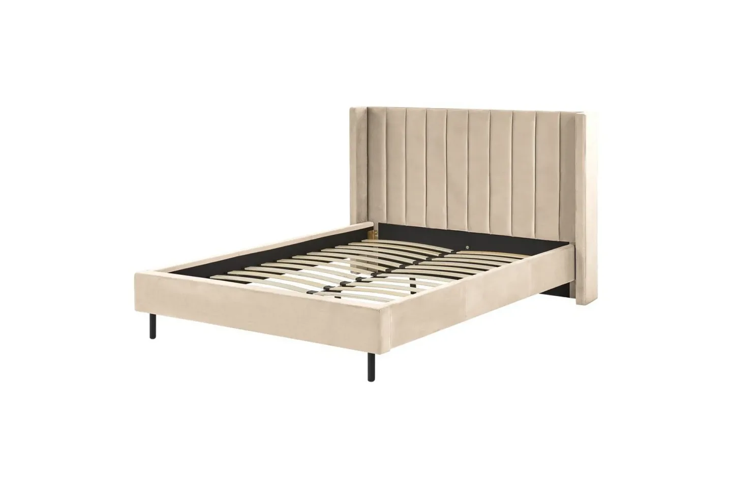 Säng med lamellram Villette - Beige, svart, 140x200 cm