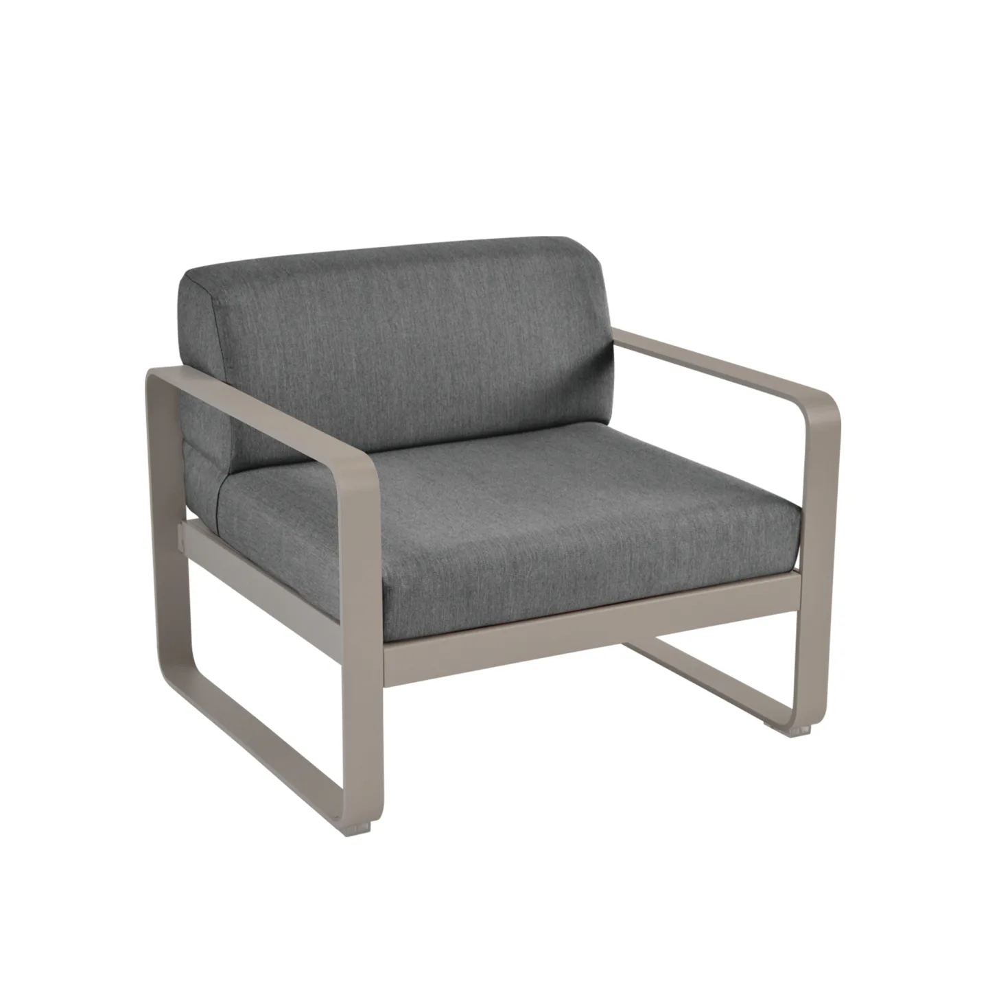 Fermob - Bellevie Armchair Graphite Grey Cushions, Nutmeg - Fåtöljer utomhus - Pagnon & Pelhaître - Beige - Metall/Plast