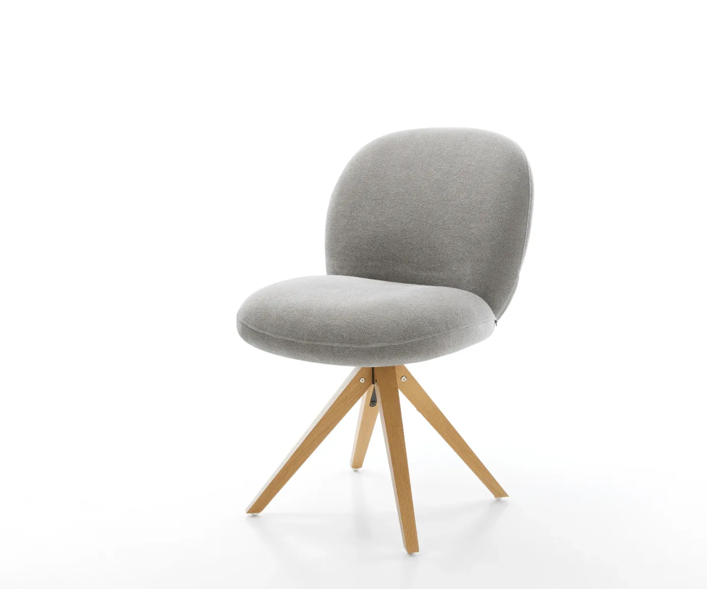 Drehstuhl Nube-Flex Strukturstoff Soft Grau Holzgestell kantig Natur 360° drehbar Taschenfederkern