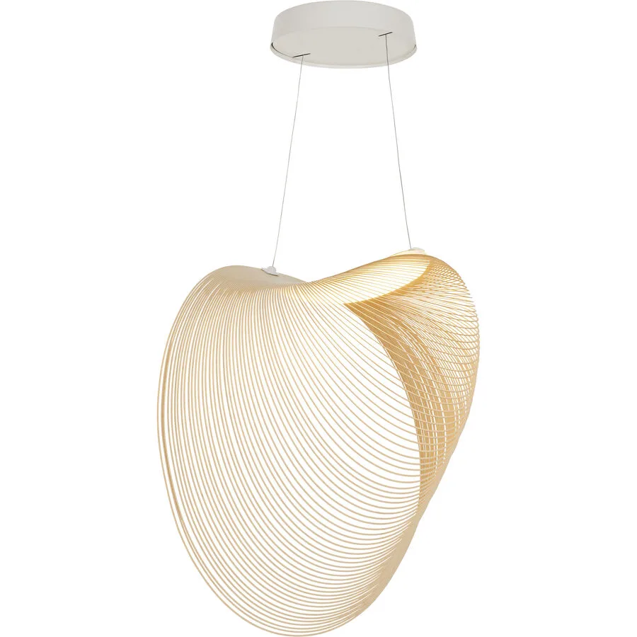 Luceplan Pendellampe Illan Braun/Weiss Holz 60 cm 300 cm - Farbe: natur/weiss - LED - Lichtfarbe: Extra warmweiss - Material: Birke - Pendellampe- LED