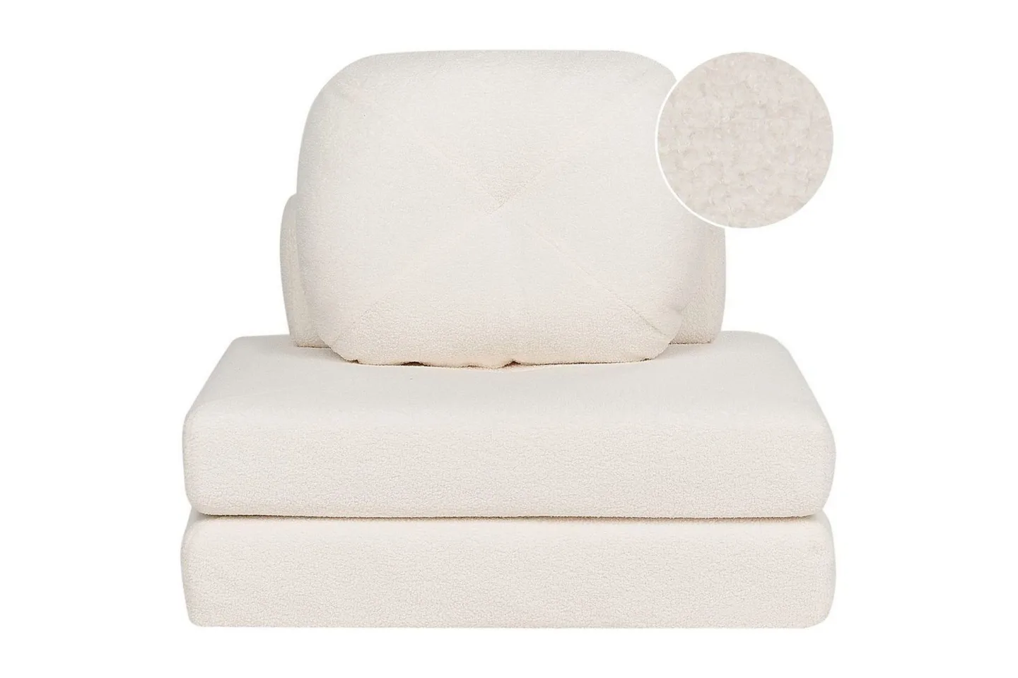 Bäddsoffa Olden - Vit/Bouclé, 81x182 cm