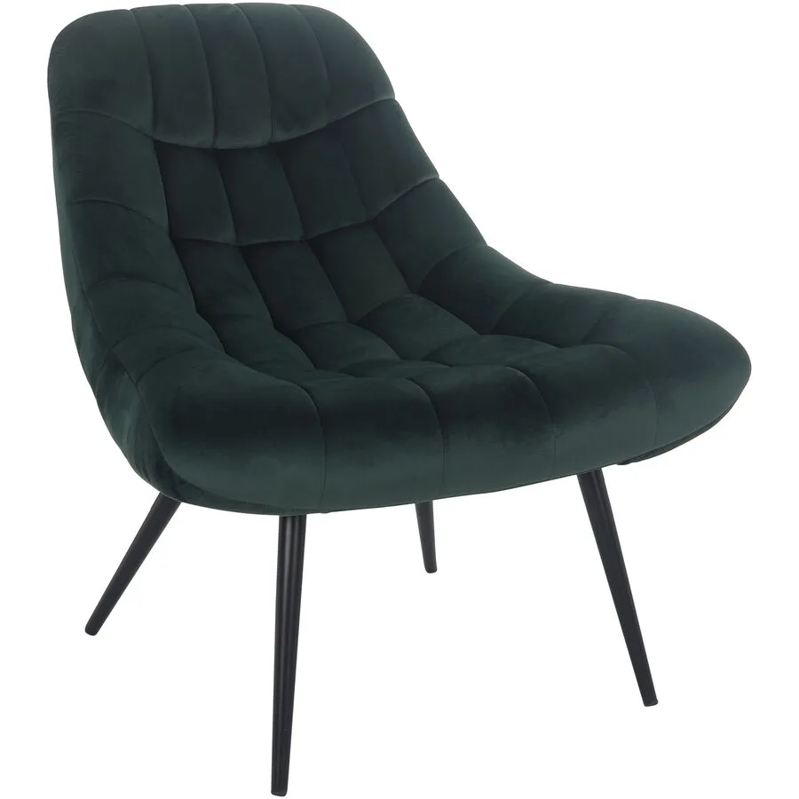 Sessel Bruce Dunkelgrün, Schwarz Samt, Metall B 76 cm T 85.6 cm H 85.6 cm