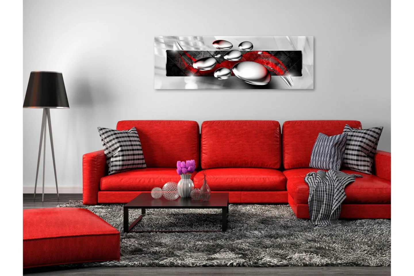 Tavla Shiny Stones (1 Part) Narrow Red 120x40 -