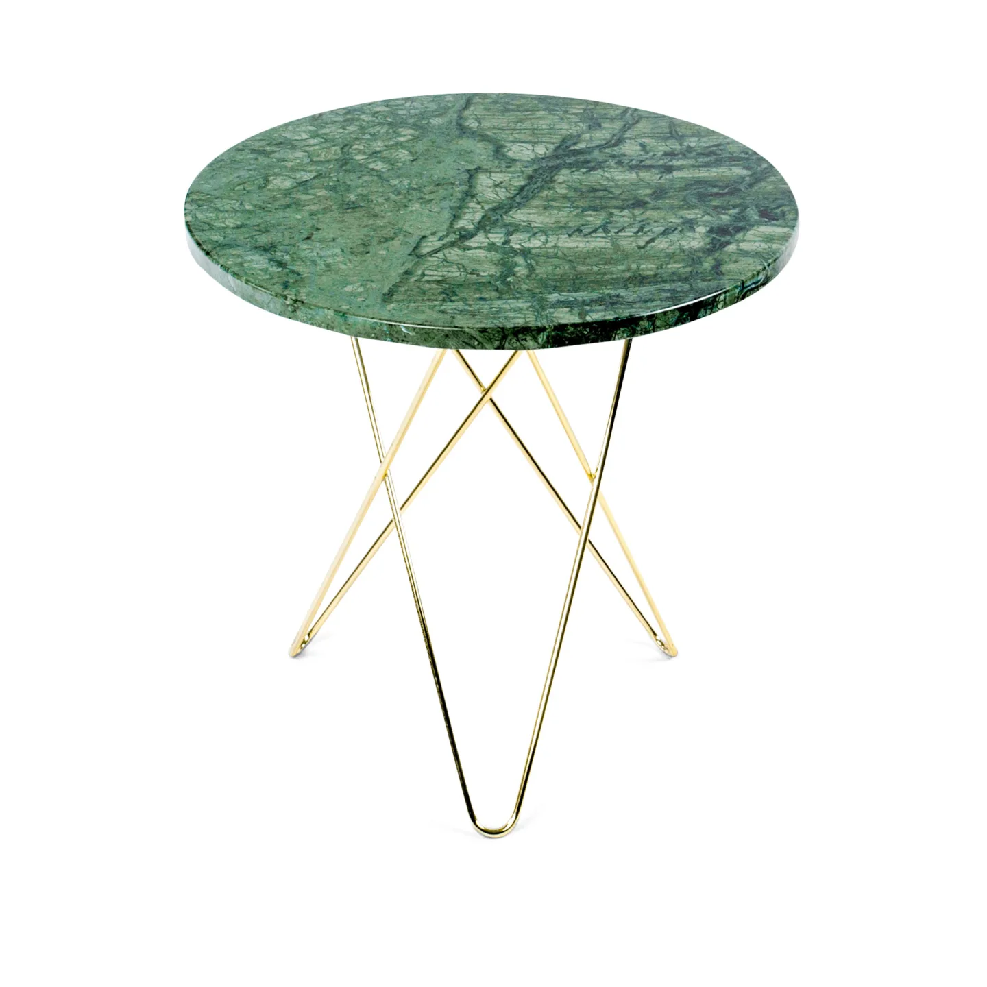 OX Denmarq - Tall Mini O Table, Brass Frame, Top: Green Marble - Sidobord - Dennis Marquart - Svart - Metall/Sten