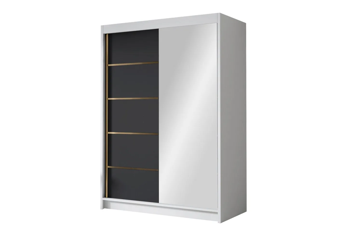 Lungos Garderob med Spegel 120x200 cm - Svart/Vit