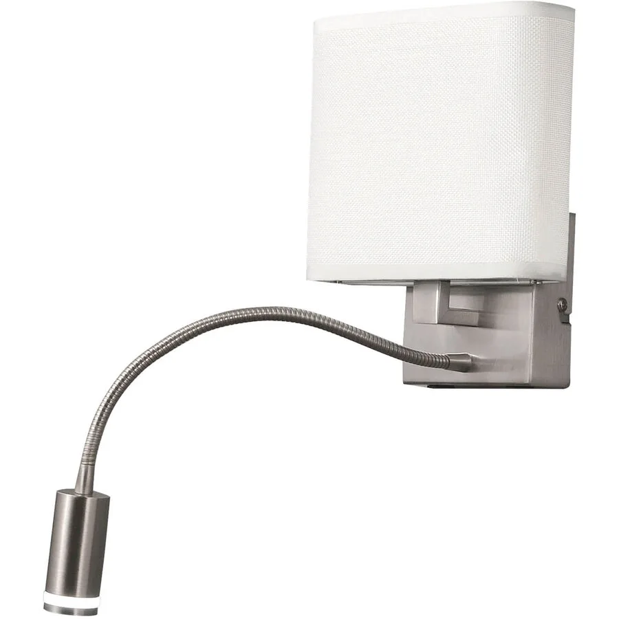 Wandlampe Valo Grau Metall 18 cm 20 cm - Farbe: Nickel satiniert - LED - Lichtfarbe: Warmweiss - LED Energiesparlampen