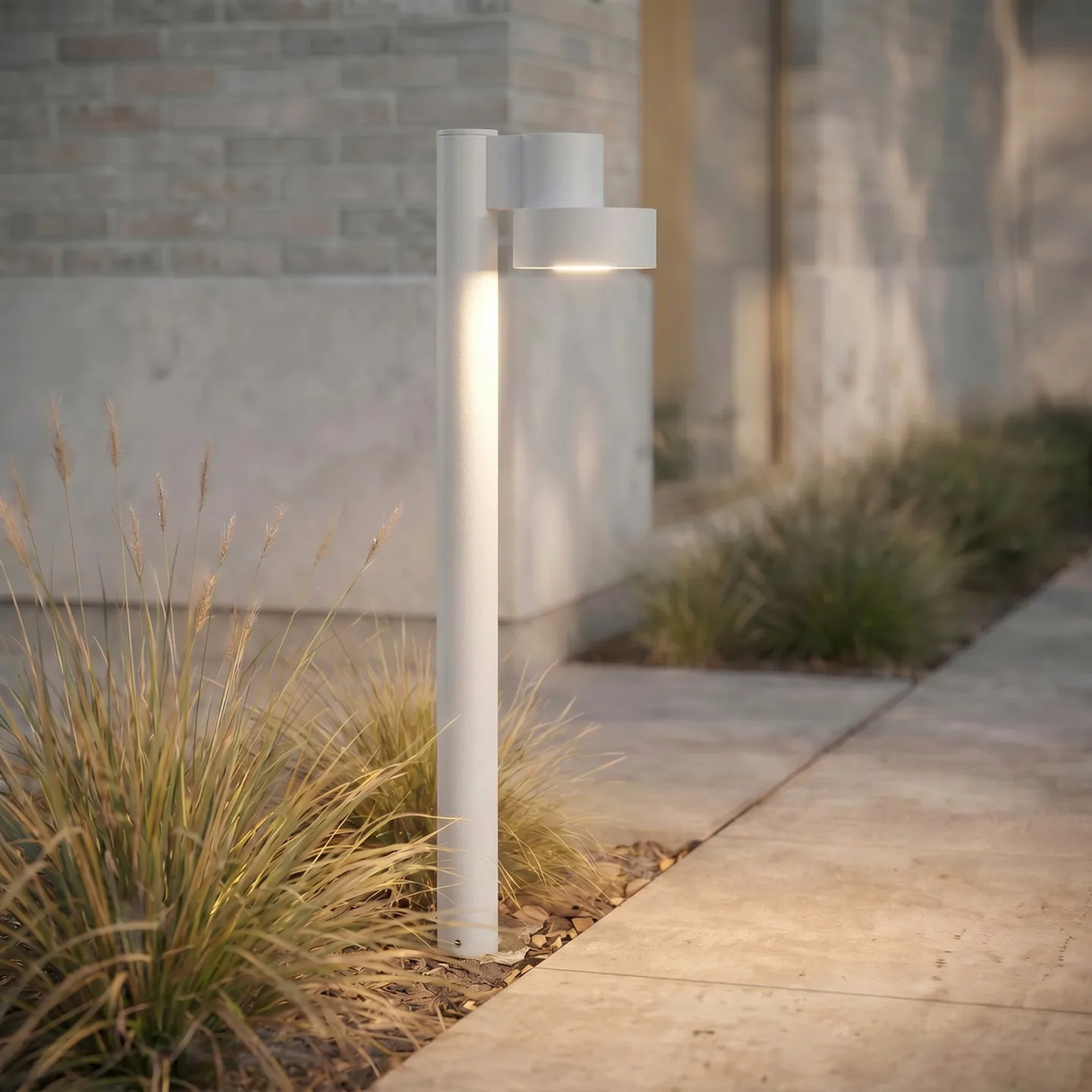 Elune LED-gadelampe, lysegrå, IP44, højde 77 cm - Lucande - Moderne - Aluminium - Med én lyskilde
