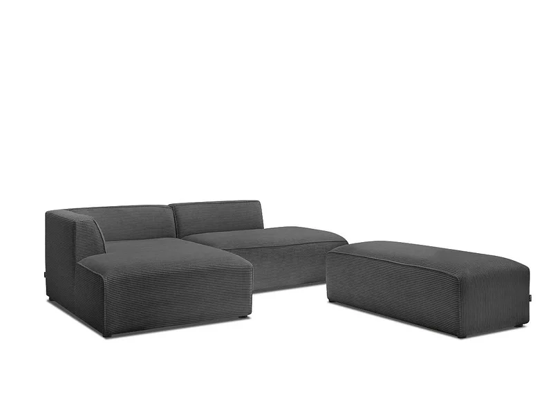 Ecksofa BOBOCHIC MEGEVE Cord-Stoff dunkelgrau