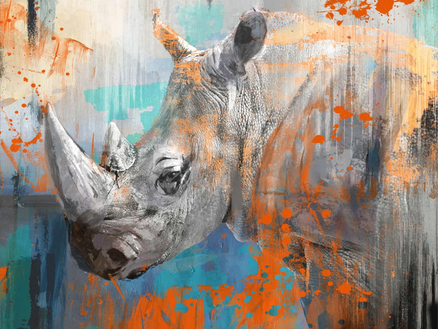 image LAND Gemälde Popart "Nashorn" | Schubiger Möbel