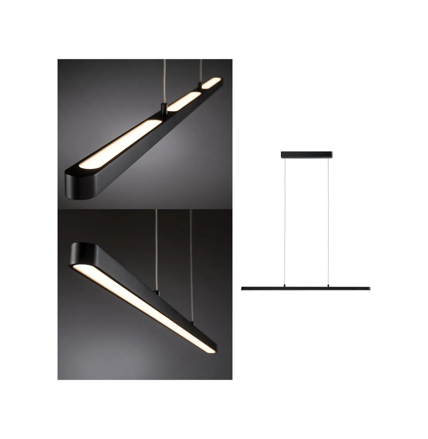 Lento LED-pendellampe, sort, 100 cm, op/ned, dæmpbar – Paulmann - Stue - Moderne - Metal - Med én lyskilde
