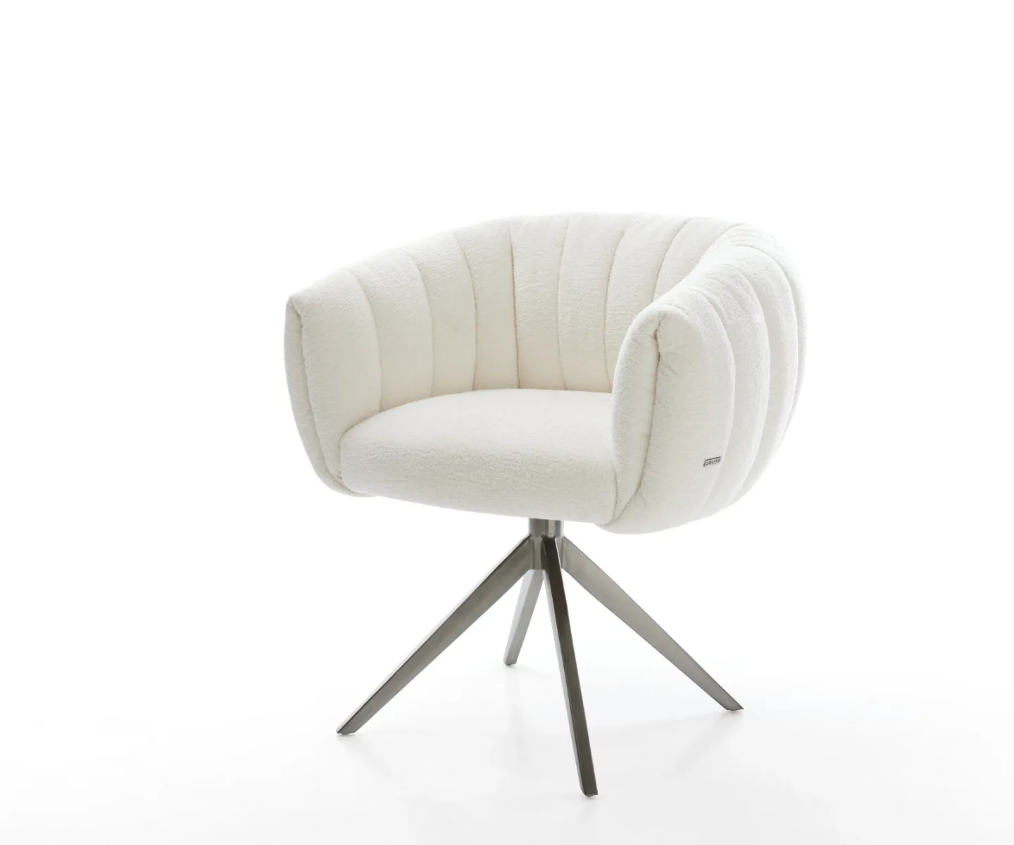 Drehstuhl Jada-Flex Bouclé Soft Beige Kreuzgestell breit Graphit 360° drehbar Wippfunktion Taschenfederkern