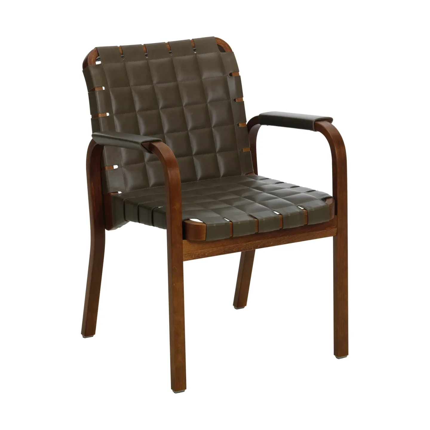 Artek Armchair 45 fåtölj valnötsbetsad björk Leather Envy Olive 20324