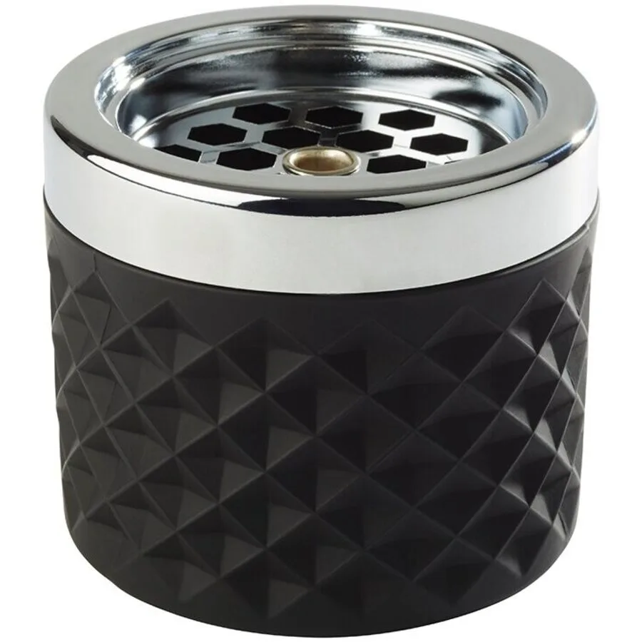 Aschenbecher Aps schwarz / Silber Edelstahl/Glas D 9.5 cm
