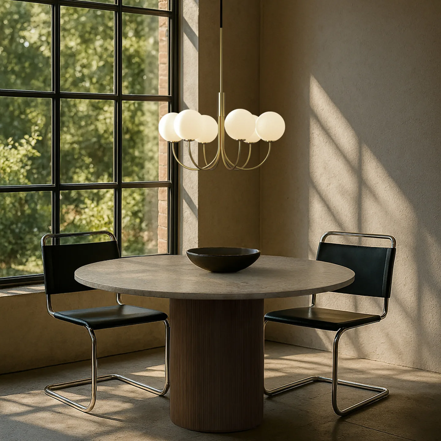 BALLON Kronleuchter, messingfarben, Ø 60 cm 6-flg. - Herstal - Wohnzimmer - Design - Metall - Mehrflammig