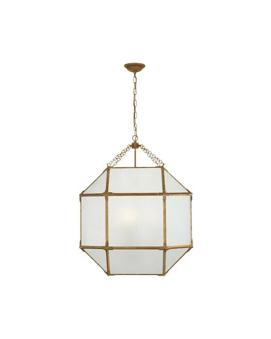 Morris Lantern Gilded Iron/Frosted Glass Large