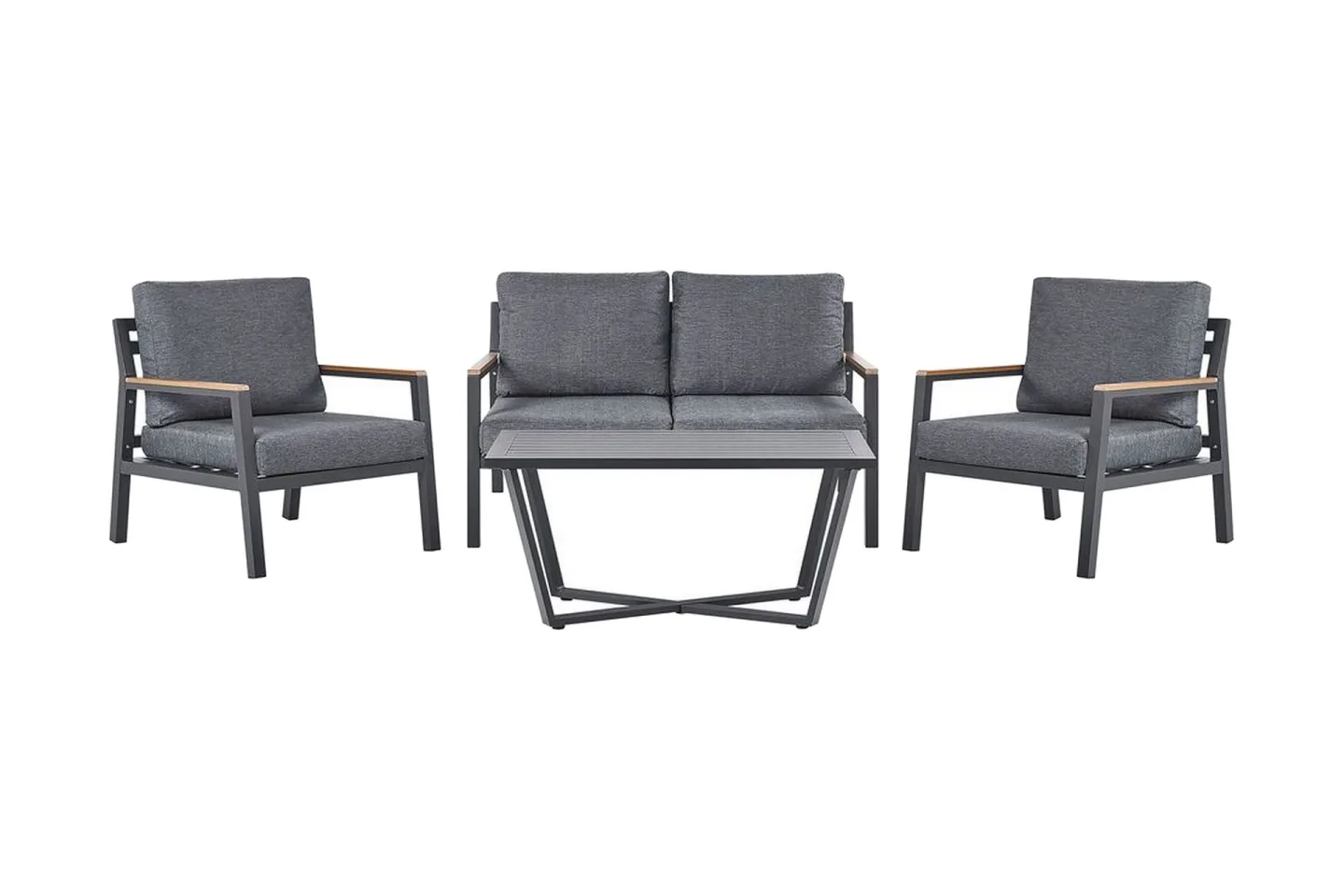 Trädgårdsmöbelset 4-sits mörkgrå DELIA - Svart