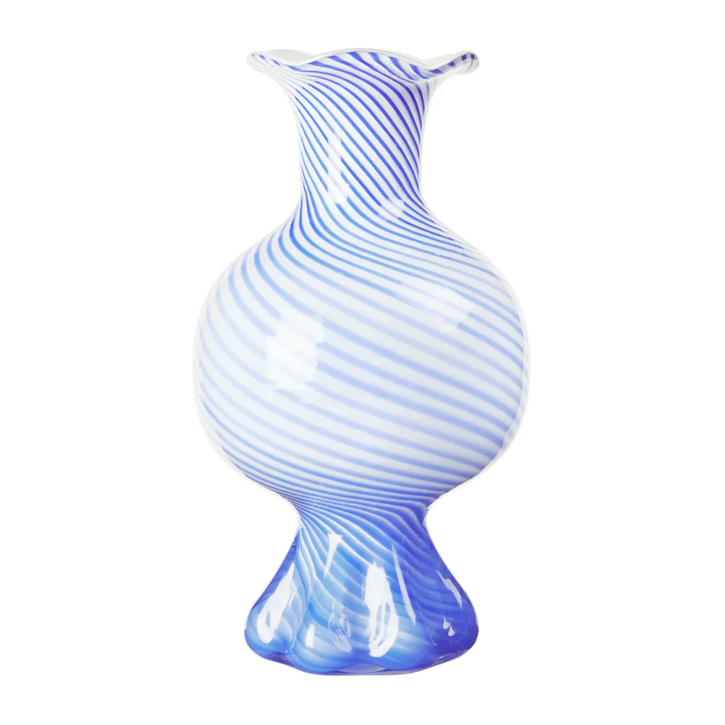 Broste Copenhagen Mella Vase 30cm Intense blue-off white