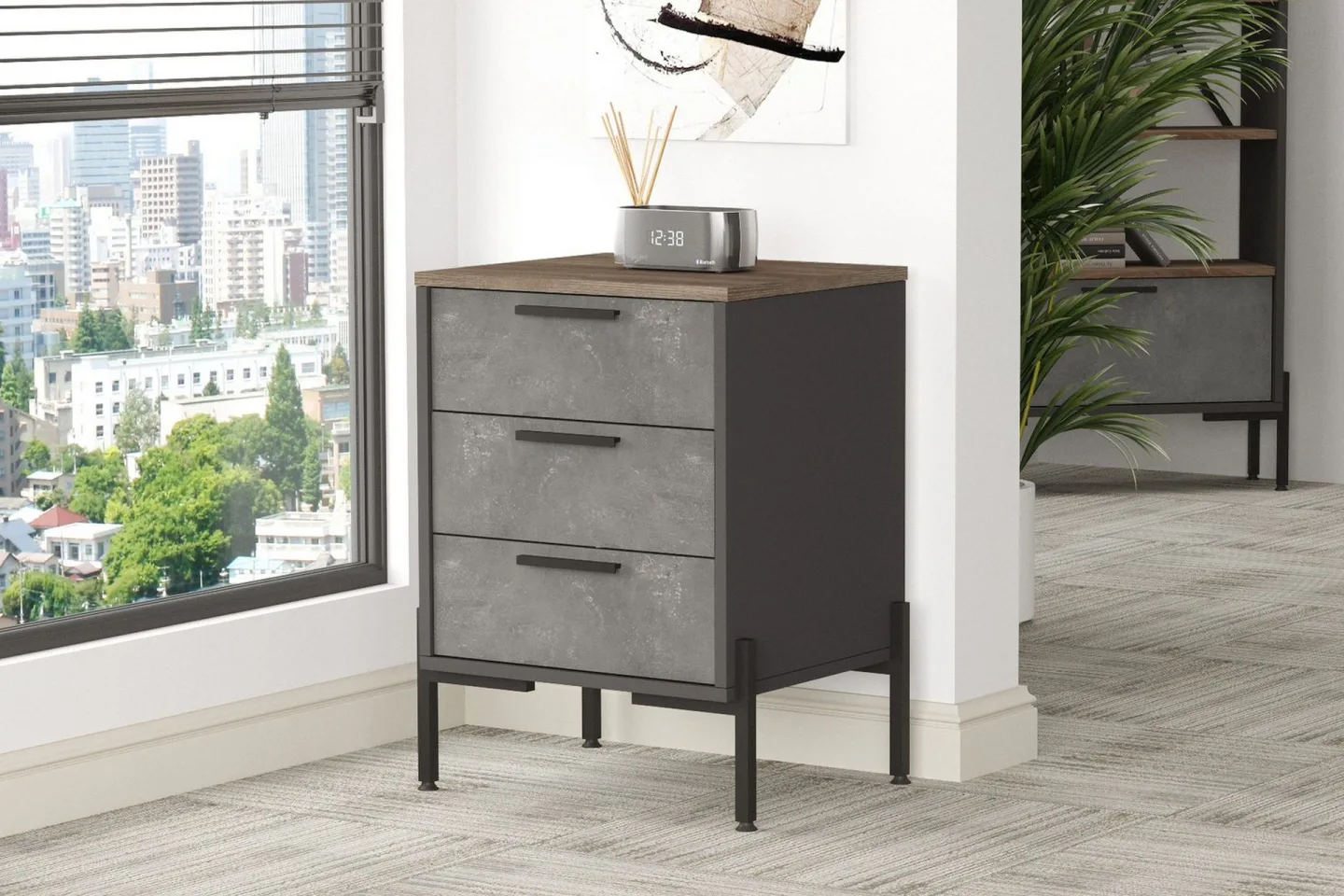 Desgrar Sängbord 54 cm - Brun/Betonggrå/Antracit