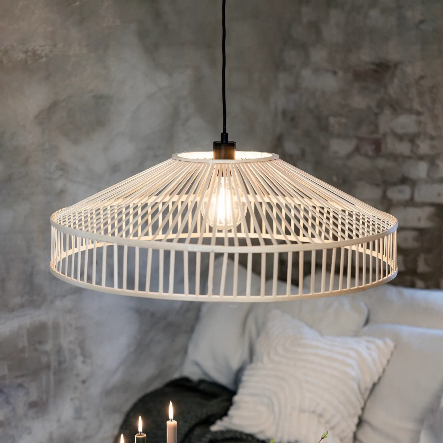 Tapa 1 Pendelleuchte Natural - Markslöjd - Wohnzimmer - Bambus - Mit Schirm