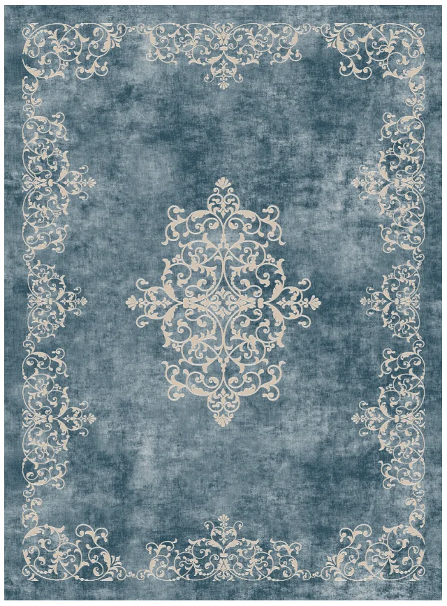 Wilton-teppe - Santi (blå/beige) (Størrelse: 160 x 230 cm)