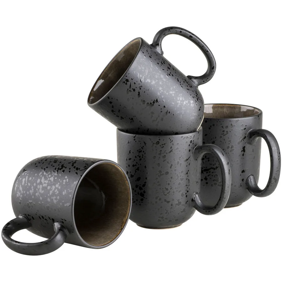 MÄSER Kaffeebecher-Set Niara Schwarz/grau Steinzeug 4 Stk