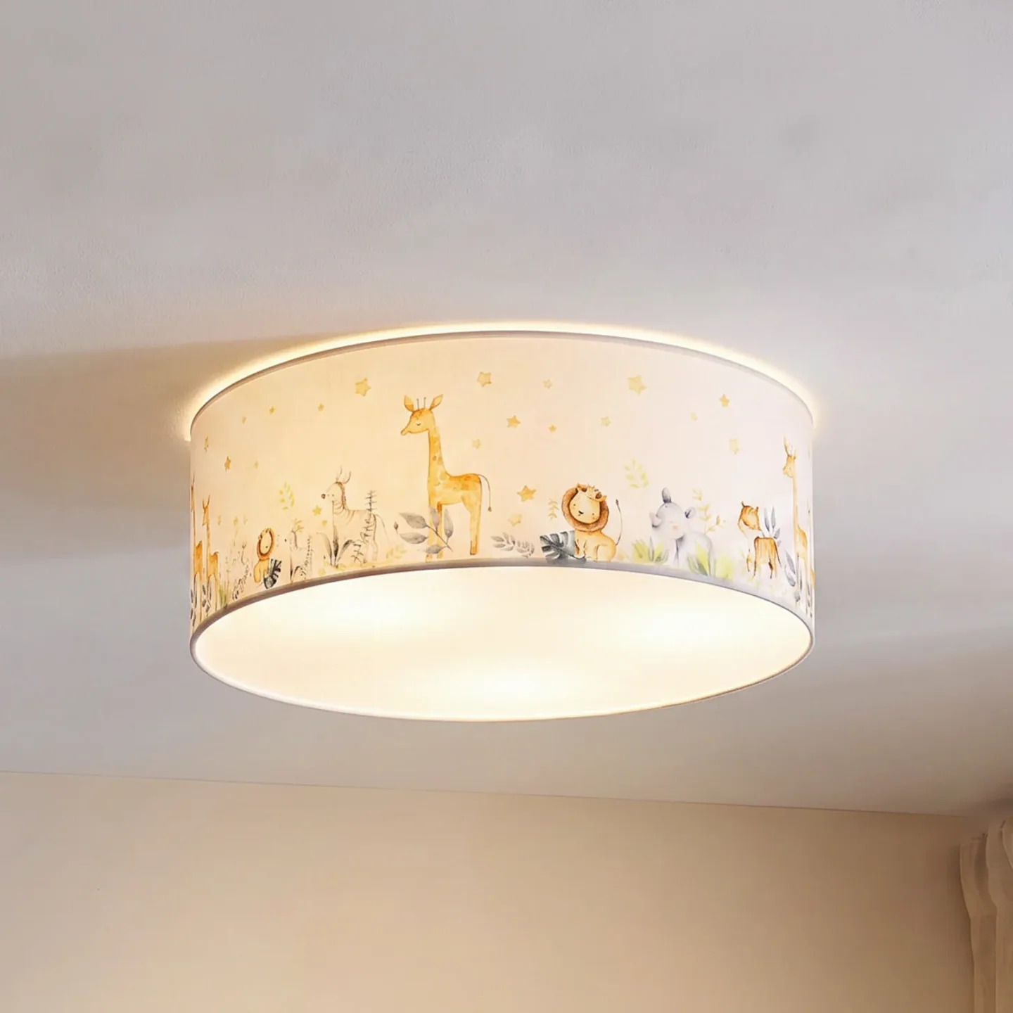 Kids Print Deckenlampe, bunt/weiß, Ø50 cm, Textil - Duolla - Kinderzimmer - Stoff / Textil - Mehrflammig