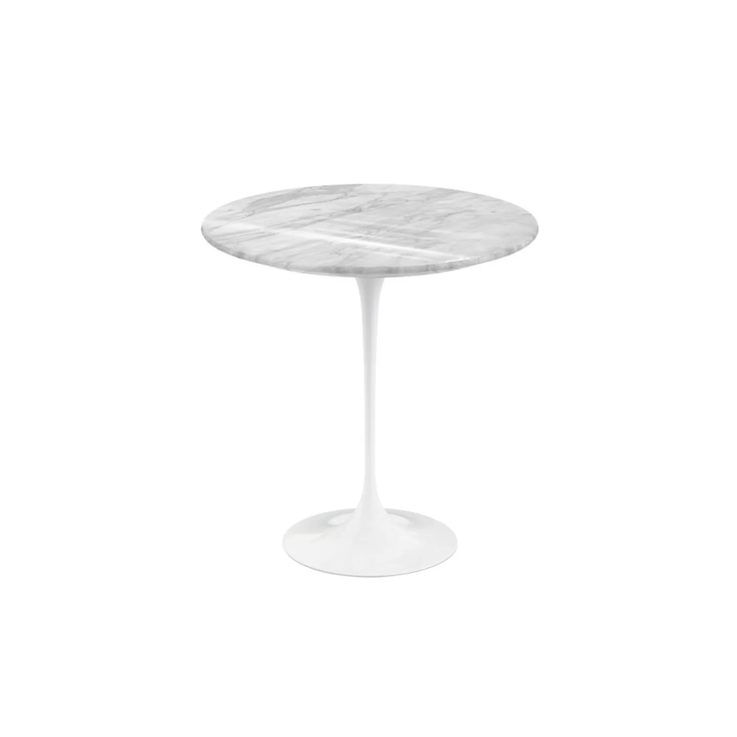 Knoll - Saarinen Round Table - Småbord, Vitt underrede, skiva i matt Statuarietto marmor, Ø 51 - Sidobord - Eero Saarinen